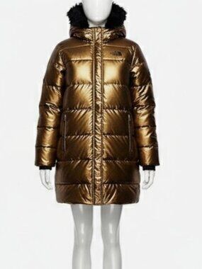 The North Face Kids Girls Gold Down Long Parka Jacket Coat Size Large (12)